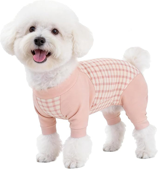 Dog Recovery Suit After Spay-Prevents Lick & Shed (Pink,XS) | Soft, Breathable cotton onesie protects abdominal surgical areas by preventing licking,scratching,and shedding