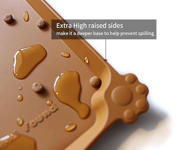 Hoki Found L Silicone Non Slip Pet Dog Cat Bowl Mats - Placemat - Feeding Mat - Waterproof - For Carpet - Butterscotch