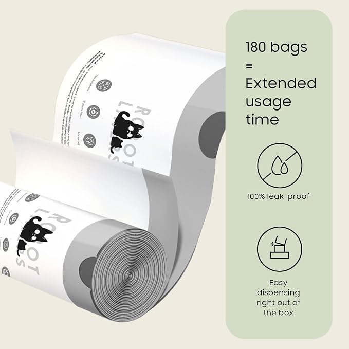 180 Tear-free Bulk Pack Automatic Cat Litter Box Bags, Cat Litter Box Robot Model 5/4/3 Waste Bags, Thick Heavy Duty Sensor-compatible Litter Box Liner 25.2 X 15.7 IN