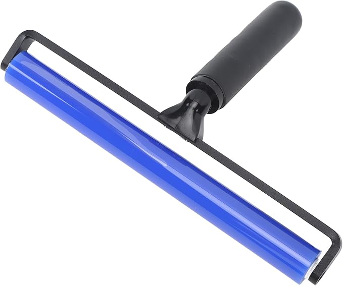 Focket Silicone Dust Roller, Reusable Pet Hair Remover with High Elasticity Fast Dust Removal Tool for Clothes Carseats Furniture, Washable Lint Roller Cleaner with Black Plastic Handle (14 Inch)