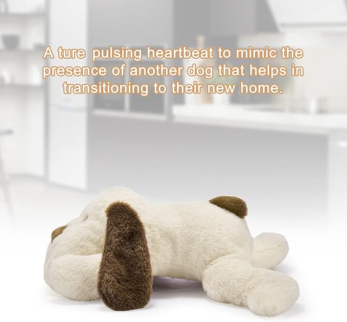 Moropaky Puppy Heartbeat Toy for Anxiety Relief Dog Behavioral aid Toy for Puppies Sleep Aid Separation Anxiety Soother Cuddle, White