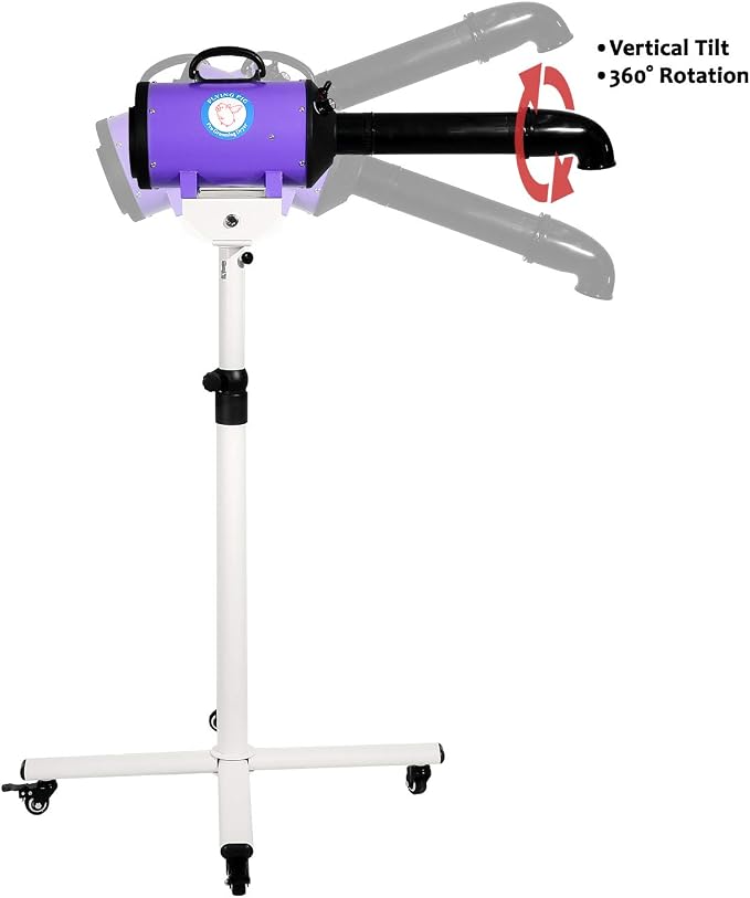 Flying Pig High Velocity Dog Pet Stand Grooming Dryer w/Variable Air Speed & Heat (Purple)