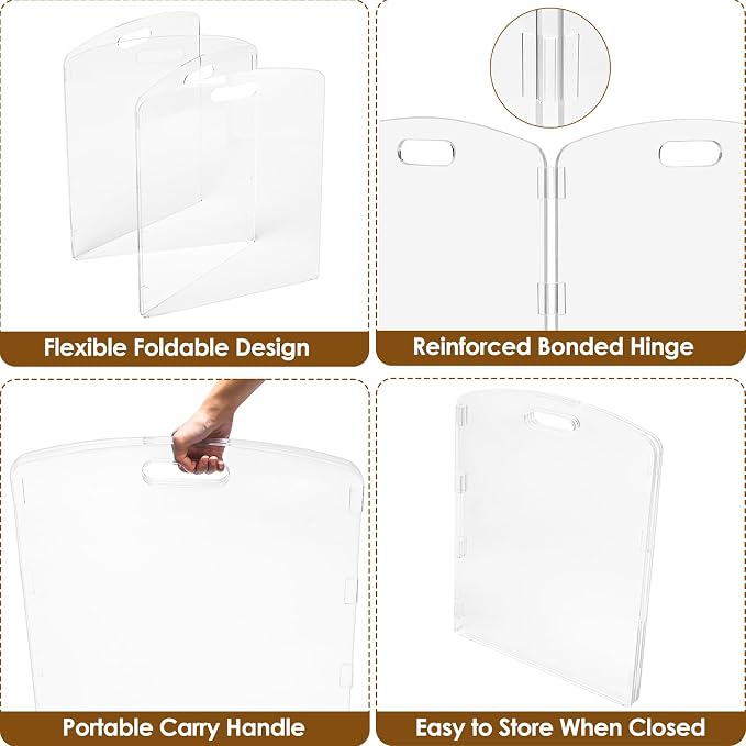 Modern Frame Clear Acrylic Freestanding Pet Gate - 24" High Extra-Wide Folding 4-Panel Dog Barrier for Doorways, Stairs & Large Openings, Indoor Fence for Dogs, Puppies & Cats