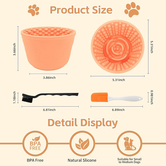 Dog Lick Bowl,Anxiety Relief Non-Slip Silicone Treat Bowl,Durable Anti-Choking Long-Lasting Enrichment Slow Feeder Licking Mat for Small Medium Large Breed,Freezable BPA Free Silicone Dishwasher Safe