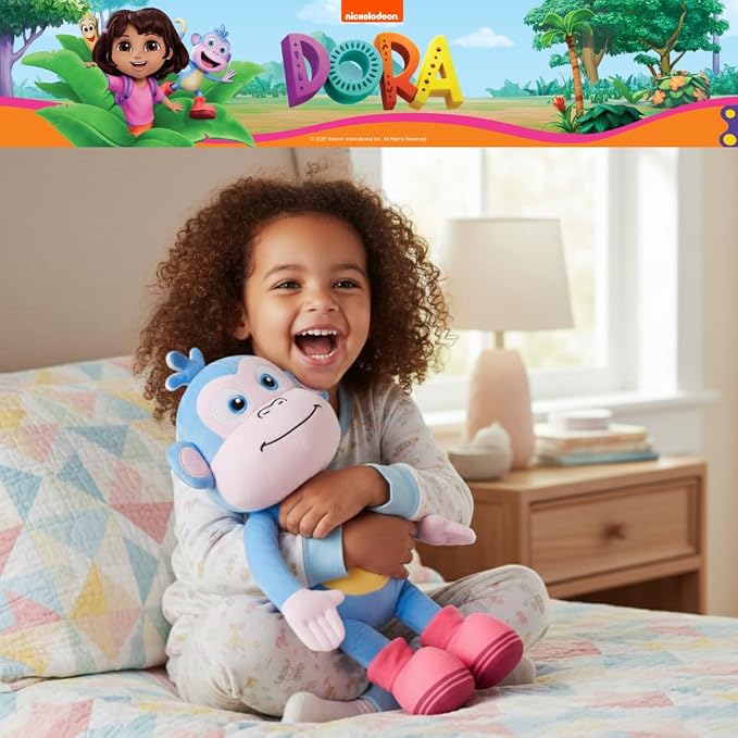 Franco Dora The Explorer Boots Cuddle Pillow Buddy, Kids Bedding Super Soft Cozy Monkey Pillow, (Officially Licensed Product)