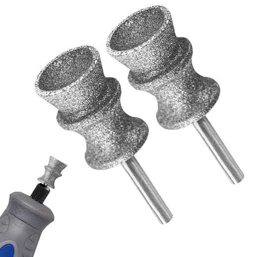 Diamond Dog Nail Grinder Attachment,1/8'' Pet Nail Grinder Wheel for Dog Nail Grinder, Diamond Rotory Bit for Dogs&Pets Nail Care,2-Pack（Large V）
