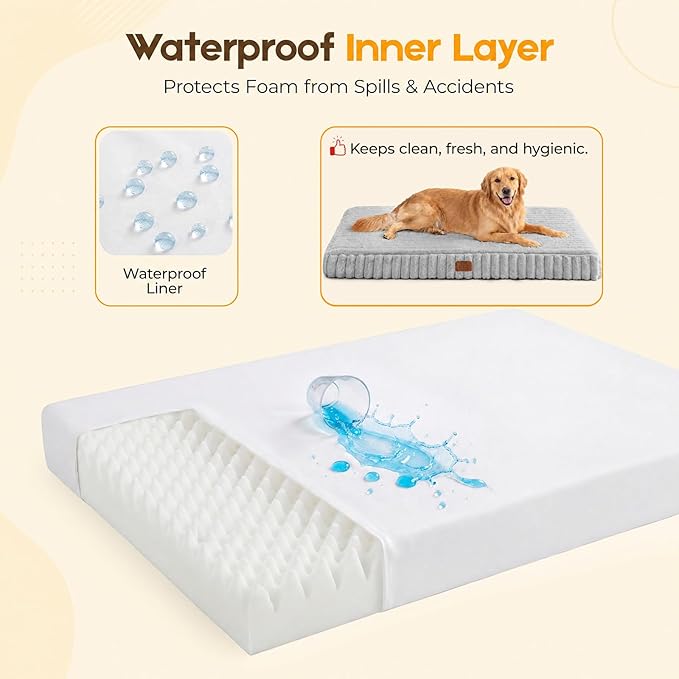 Orthopedic Dog Bed for Medium Dog, Waterproof Pet Bed,Non-Slip Bottom and Egg-Crate Foam with Removable Washable Cover Crate Bed,Grey,30"x20"x3"