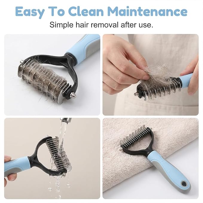 Undercoat Rake Pet Grooming Tool – Double Sided Dematting Comb for Dogs and Cats, Stainless Steel Deshedding Brush for Shedding, Tangles & Matted Fur, for Long Haired & Thick Coat Pets (Green)
