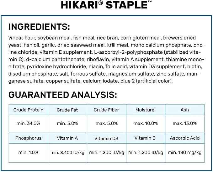 Hikari Staple Fish Food for Koi and Other Pond Fishes, Mini Pellets, 22 lb. (10 kg)