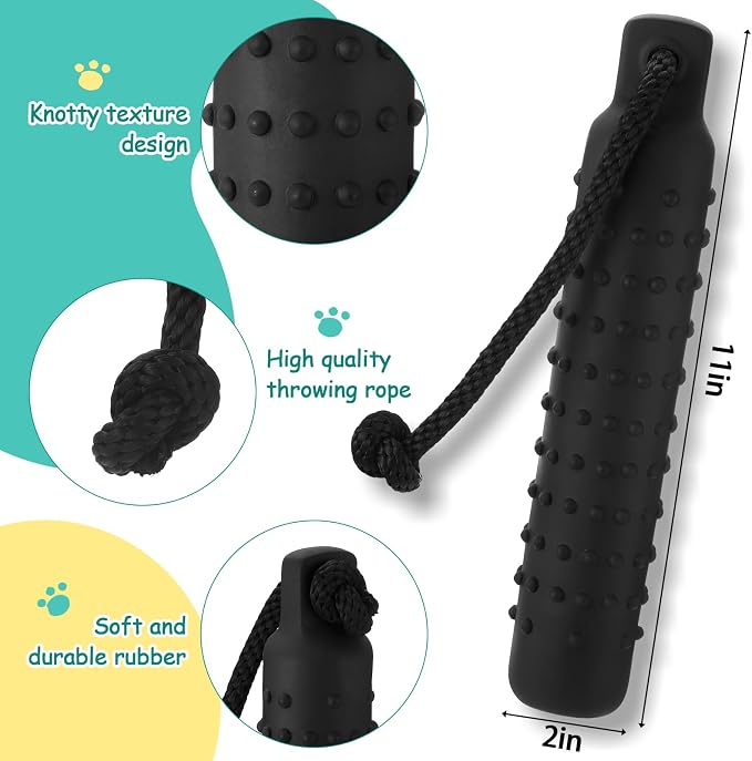 Blueweenly 6 Pcs Dog Bumper Toy for Water Retrieving Plastic Puppy Training Dummy Dog Float Toy Lightweight for Float on The Water Pool Outdoor Training Hunting Fetching (Black,White)