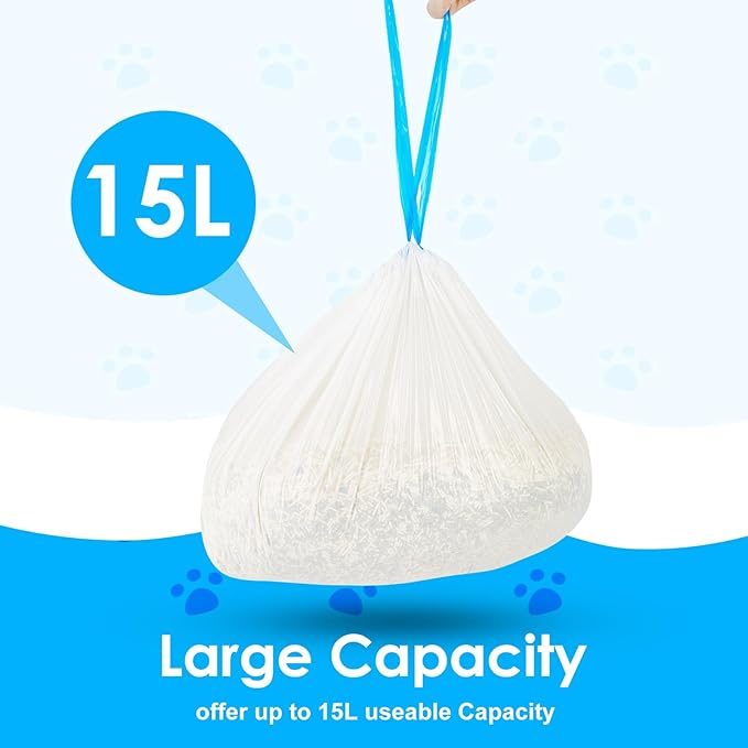 Cat Litter Bags 60 Count, 26.37"x15.74" Drawstring Close Litter Box Liners for Automatic Litter Box,Thick Cat Poop Bags,Easy to Clean,Heavy Duty Robot Bag for Self-Cleaning Box