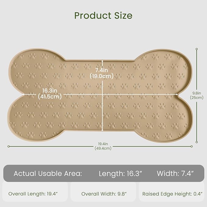 PWTAA Dog Food Mat Anti-Slip Silicone Dog Bowl Mat Thicker Pet Placemat Waterproof Cat Feeder Pad with Raised Edge Puppy Kitten Feeding Mats Suitable Small Medium-Sized Dogs Cats Eating Tray