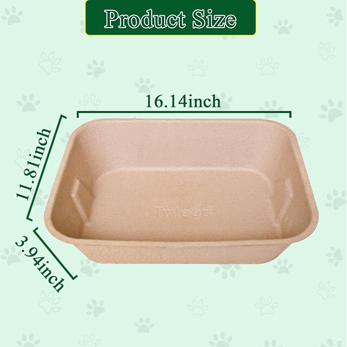 Disposable Cat Litter Box (5-Pack with 1-Towel) Eco Friendly 100% Recycled Paper Cat Tray,16.14 X11.81X3.94 Inch (Brown)