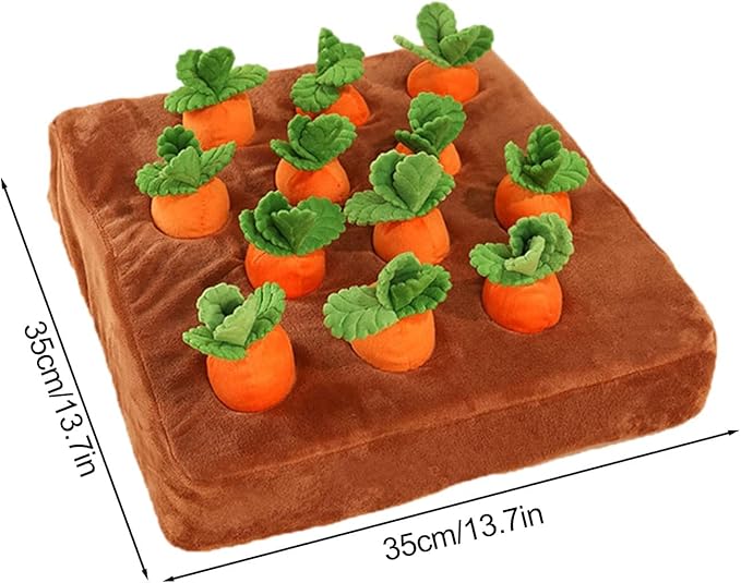 Carrot Snuffle Mat for Dogs, Interactive Dog Plush Puzzle Toys, 2 in 1 Non-Slip Nosework Feed Games, Pet Stress Relief with 12 Carrots