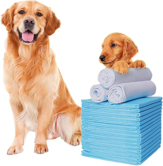 Extra Large Dog Pee Pads 22x34 100 Count - 5 Layer Leak-Proof Absorbent Puppy Training Pads,Quick Dry Disposable Potty Pads for Dogs,Cats,Rabbits,Heavy Duty Water-Locking Piddle Pads,Blue & White