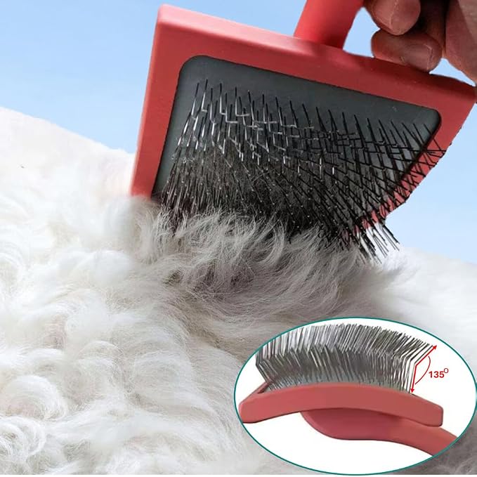 Slicker Brush Perfect For Dogs and Cats (Big and Medium Dogs, Goldendoodles, Labradoodles, Poodles and Cats) Curved Design for Thick, Fluffy, Detangled and Shedding Fur (Black, Small)