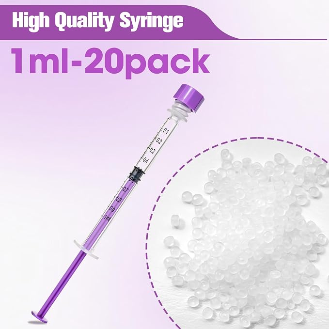 1ml Syringe with Cap, 1cc Plastic Syringes for Liquid, Feeding, Individually Wrapped 20 Pack