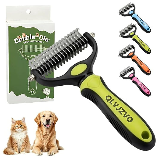Dematting Comb for Dogs and Cats, Dual-Sided Pet Comb, Professional Deshedding Tool, Pets Hair Remover Shedding, Long Haired Dog Brushes, Undercoat Combs Supplies, Cat Brush Rake
