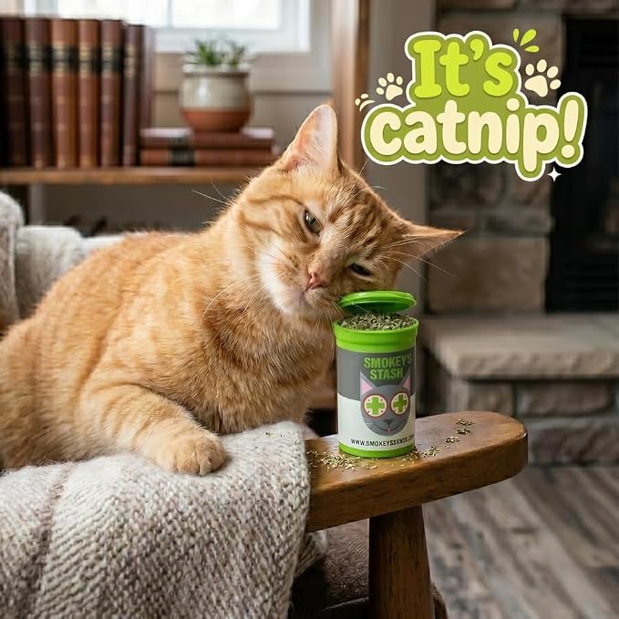 Smokey's Stash Catnip Spray and Dried Catnip Bundle for Cats - 2oz Catnip Spray and Premium Pop-Top Can, Handcrafted in the USA