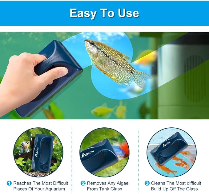 DaToo Aquarium Mini Magnetic Scrubber Scraper Small Fish Tank Cleaner Nano Glass Aquarium Cleaning Tools with Super Strong Magnet (Max)