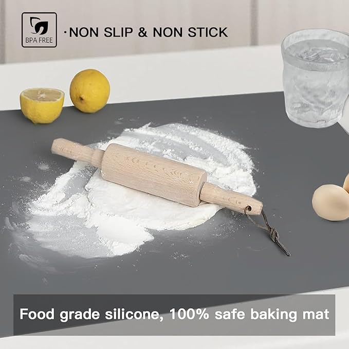 2MM Thick Silicone Countertop Mat, 35.4"x 23.6" Silicone Mats for Kitchen Counter, Nonslip Heat Resistant Mat, Large Kitchen Counter Mats, Waterproof Countertop Protector, Semitransparent