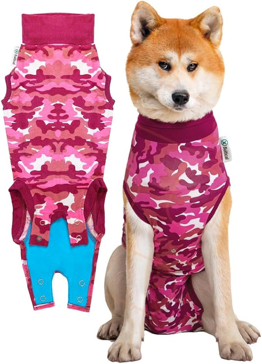 Suitical Recovery Suit for Dogs | Spay and Neutering Dog Surgery Recovery Suit for Male or Female | Soft Fabric for Skin Conditions | XL | Neck to Tail 29.1”-32.3” | Pink Camouflage
