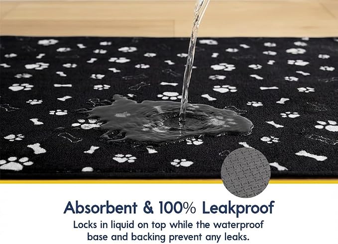 Muddy Mat® Washable Pee Pads for Dogs, Super Absorbent Reusable Puppy Pads–100% Waterproof Pee & Potty Training Pads for Pets, Non-Slip Dog Pads for Crates, Playpens and Floors - 4 Pack, Black 18"x24"