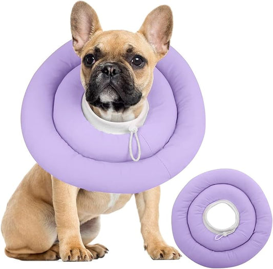 IDOMIK Dog Cone,Waterproof Dog Recovery Collars & Cones,Comfy Protective Pet Neck Donut Collar After Surgery,Soft Cone for Dogs to Stop Licking,Adjustable Elizabethan Collar for Dogs & Cats,Purple,L