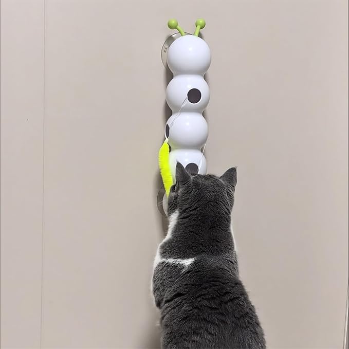 Caterpillar Cat Toy, Interactive with Worm Design, Automatic Cat Toy with Motion Sensor, Replaceable Tails Bite Resistant USB Rechargeable Teaser with Suction Cup,Indoor Cats for Daily Play