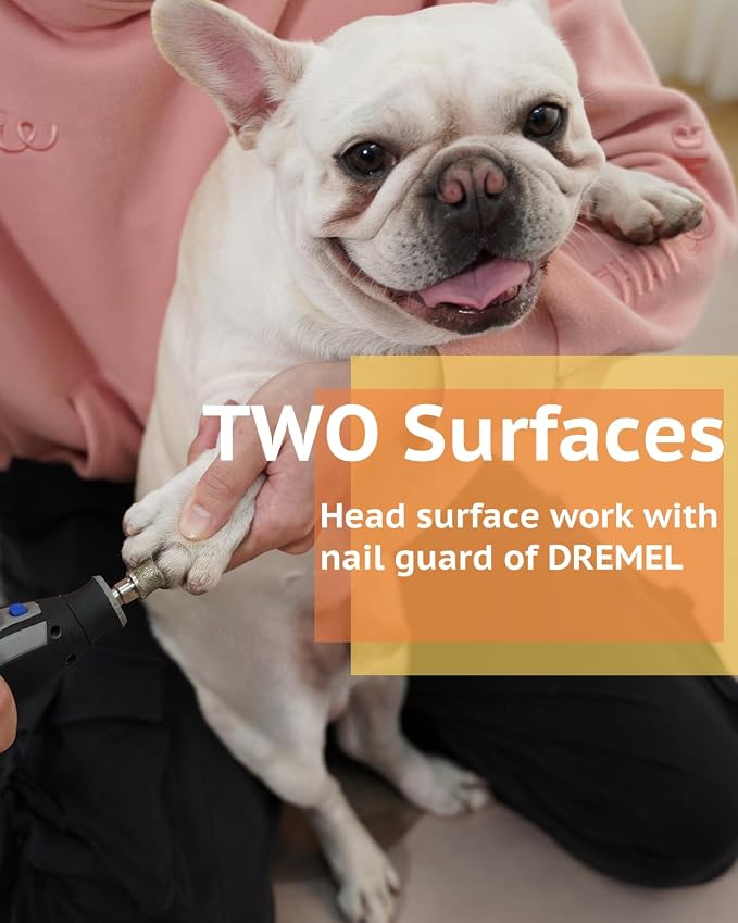 Diamond Dog Nail Grinder Attachment, Diamond Rotory Bit for Dogs&Pets Nail Care, Made for Dremel Grinder for Animals Nail Care & Home Grinder Tools, Bulldog, Fast-grit