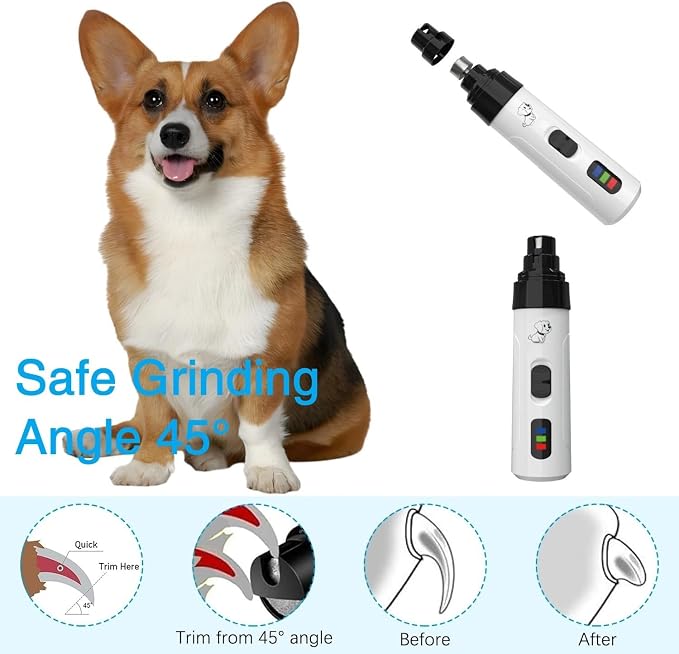 Silent Groom Pro Nail Grinder, Dog Nail Trimmer Grinders,Super Quiet Pet Paws Grooming Smoothing Tool,Rechargeable USB Charging Pet Nail Grinder for Small Medium Large Dogs & Cats