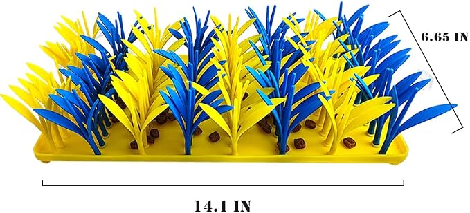 Silicone Grass Mat for Cats & Dogs, Snuffle Mat for Dogs Cats, Slow Feeder Dog Bowl, Interactive Sniff Foraging Mats for Dog Cat Pet, Nosework Training Foraging Pad- Blue & Yellow2