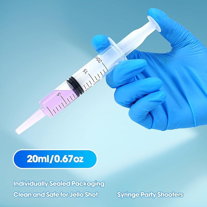 20ml Syringe for Liquid,50 Pack Large Plastic Syringes with Adapters and Cap,Individually Sealed Syringe for Feeding,Irrigation Water and Scientific Labs