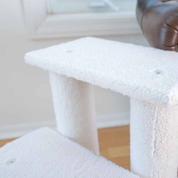 Armarkat Real Wood Pet Steps, 3-steps, B3001, Ivory,17"(W)x25"(D)x25"(H), each platform 9" Deep