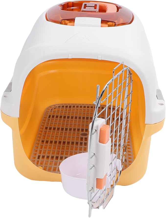Pet Carrier, Airline Approved 2 Door Top and Front Load Hard Sided Dog Crate, Cat Carrier with Detachable Design Skylight Handle for Cats Small Dogs Travel (Yellow)