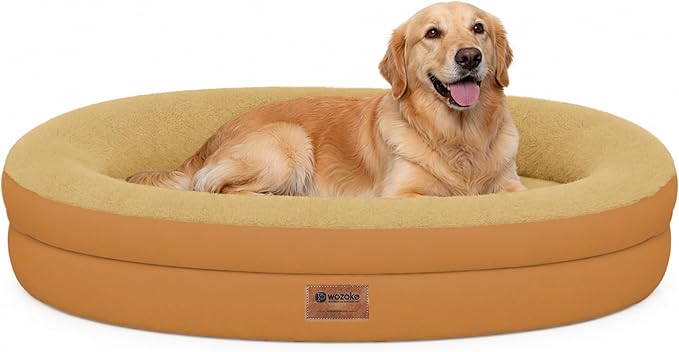 Orthopedic Dog Bed for Large Dogs, Waterproof Dog Bed for Large Size Dogs with Bolsters, Egg Crate Foam Sofa Bed with Washable Removable Cover & Non-Slip Bottom, Orange