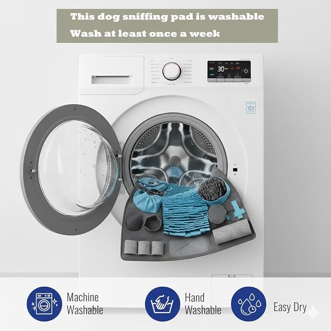 S Snuffle Mat for Dogs Gray - Interactive Dog Puzzle Toy Enrichment Feeding Mat for Mental Stimulation, Slow Feeder Nosework Game, Washable Non-Slip Sniff Mat for Small Dogs