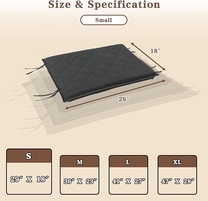 29"x18" Indestructible Dog Bed, Orthopedic High-Density Foam, Chew Resistant Waterproof Crate Mat, Corner Straps for Aggressive Chewers, Machine Washable with De-Shedding Glove, S
