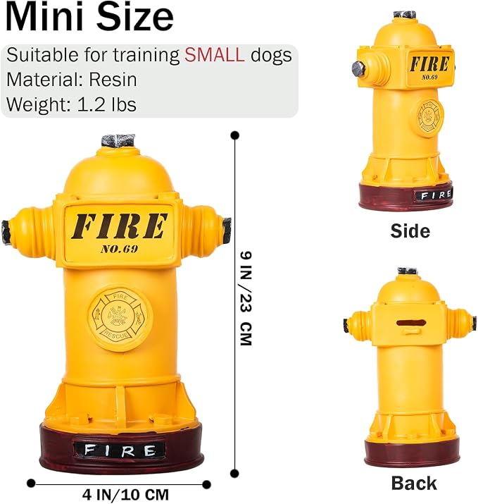 Potty Training Dog Fire Hydrant, NPBIYOYG 4.3" W x 9.4" H Small Fire Hydrant for Puppy to Pee On, Retro Resin Pee Post for Male Dog, Potty Training Tool for Indoor&Apartment, Yellow