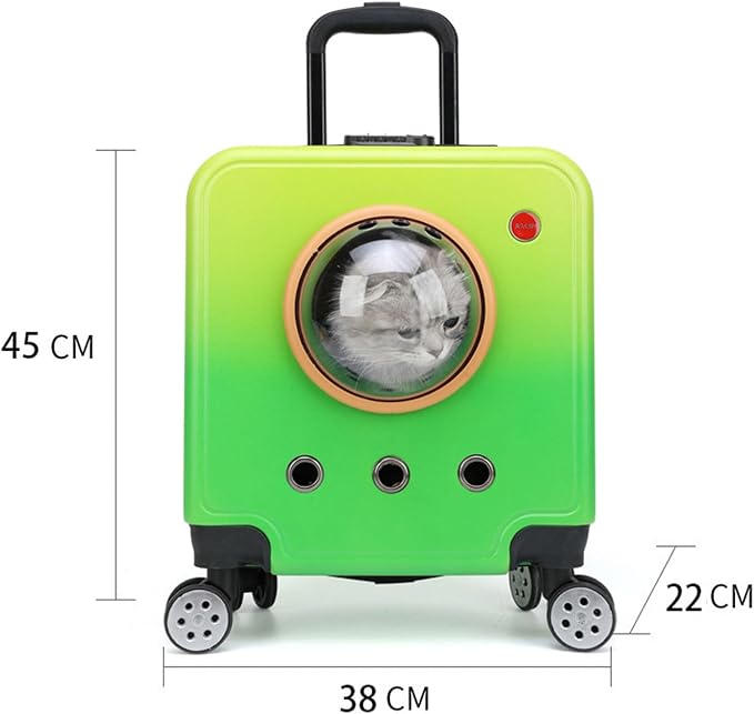GAMAK Hard Sided Dog Carriers for Small Dogs with Wheels and Handle, Pet Travel Carriers for Dogs Puppies Rabbits Cats Great for Travel/Hiking/Outdoor Use (Color : Green)