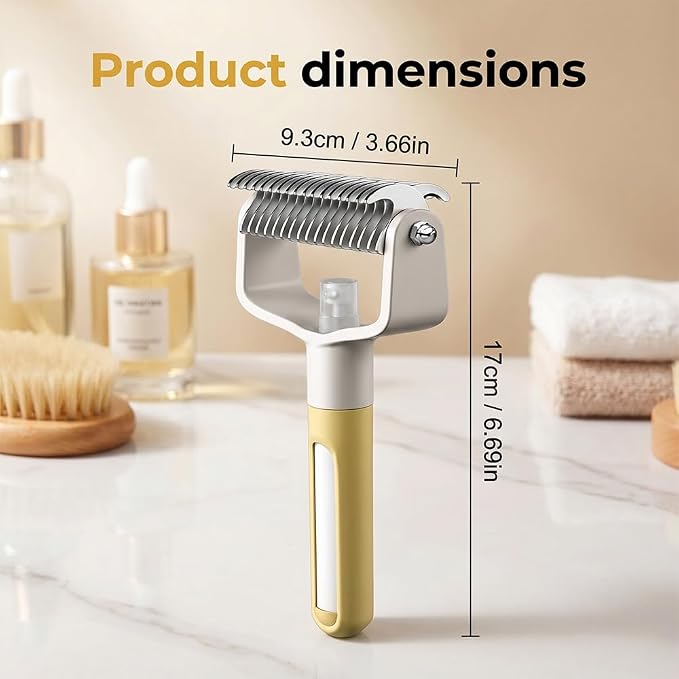 Pet Grooming Brush, Double Sided Pet Grooming Tool for Dogs and Cats, Extra-Wide Stainless Steel Deshedding Dog Brush for Matted Fur Medium or Long Haired Breeds (Yellow, 1pcs)