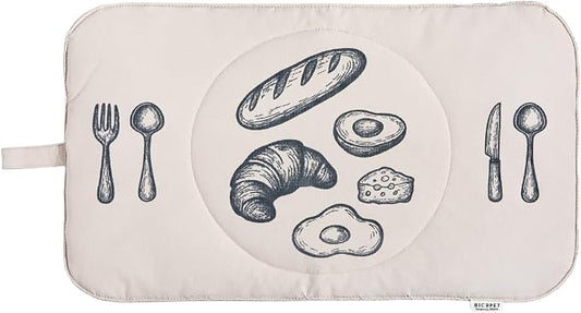 Quilted Pet Feeding Mat for Dogs and Cats, Soft Padded Placemat with Water-Resistant Fabric & Anti-Slip Silicone Backing, Machine Washable with Hanging Loop, 11.8x19.7 – Milk Tea Grey