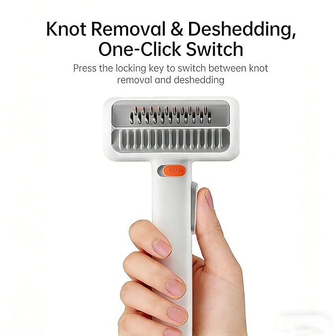 2-in-1 Detangling & Grooming Comb: Professional Deshedding for Dogs & Cats. Gentle Undercoat Rake that Safely Removes Mats, Tangles & Loose Fur – Perfect for Both Long and Short Hair Pets (A WHITE)