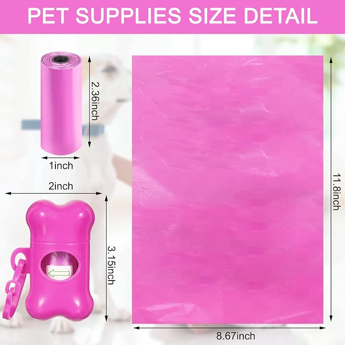 Teling 3000 Count Dog Poop Bags Pet Waste Bags for Poop with 3 Dispensers for Home, Outdoor, Puppy Walking, and Travel, 12 x 8.6 Inch(Hot Pink)