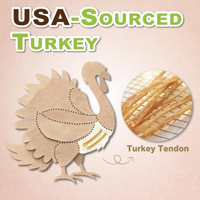 A Freschi srl Turkey Tendons for Dogs, Long-Lasting, Hypoallergenic Rawhide Alternative, Human Grade, Healthy Puppy Chews, Natural Dog Treats for Large Dogs, Bone (L), 4 Count Pack