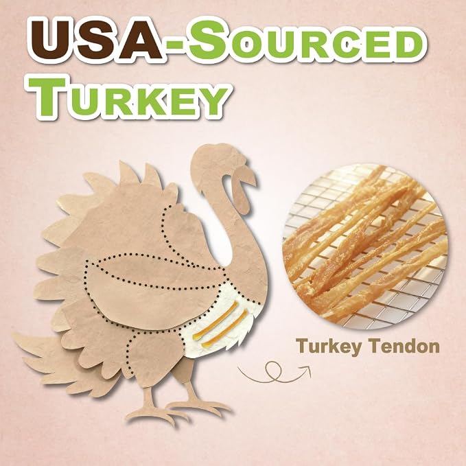 A Freschi srl Turkey Tendons for Dogs, Long-Lasting, Hypoallergenic Rawhide Alternative, Human Grade, Healthy Puppy Chews, Natural Dog Treats for Large Dogs, Bone (L), 1 Count Pack