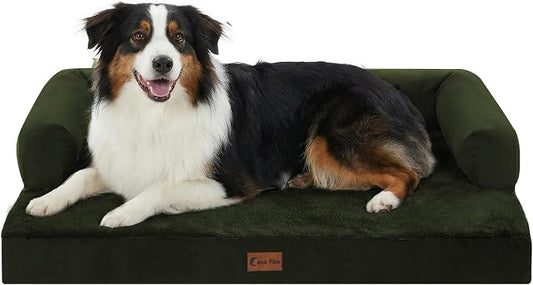 Orthopedic Dog Beds for Medium Sized Dogs, Waterproof Egg Crate Foam Medium Dog Couch Beds for Crate 35x22Inch, Washable Pet Beds with Removable Cover and Nonskid Bottom, Olive Green