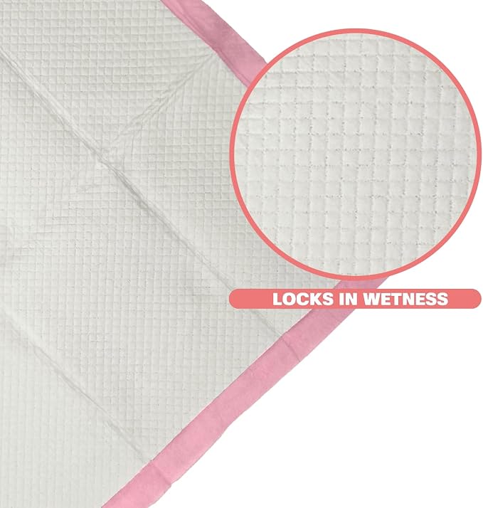 Heavy Duty Pink Puppy Pee Pads, 50 Count - 22 x 22 Inch Dog Training Pads, Leak-Proof Quick Absorb 6-Layer Design for Pet Potty Training, Ideal for Puppies, Cats, Rabbits, and Guinea Pigs