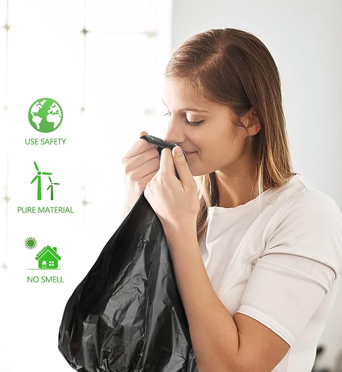 Teivio 10 Gallon 120 Counts Medium Trash Bags Garbage Bags, Bathroom Trash Can Bin Liners, Plastic Bags for home office kitchen garden, Black