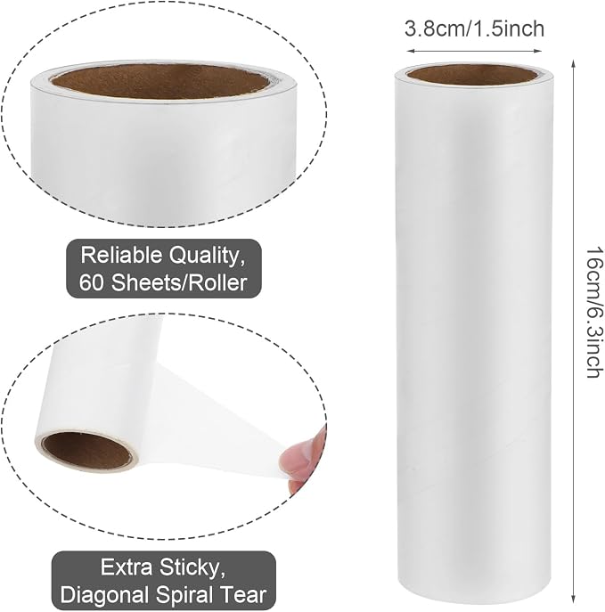 6.3 inch Wide Lint Roller Refills, Value Pack 24 Rolls Extra Sticky Lint Rollers Refill, Pet Hair Sticky Roller Refills for Floor, Couch, Carpet, Bed, Clothes(Pack of 24, Total 1440 Sheets)